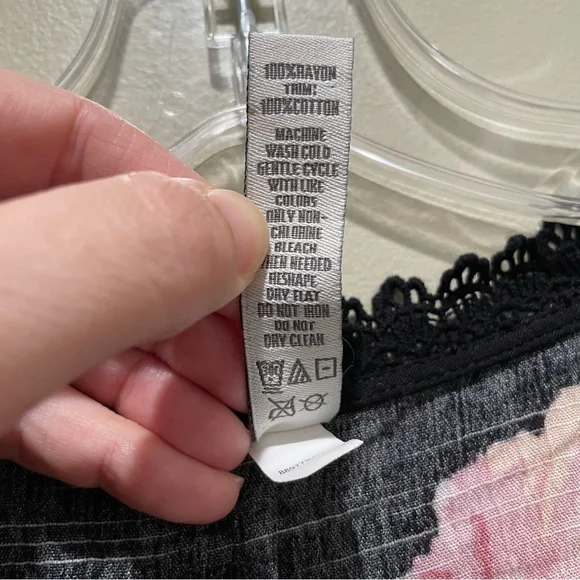 American Rag Floral Black Lace Trim Long Sleeve Dress Women’s Size XXL - Picture 8 of 9